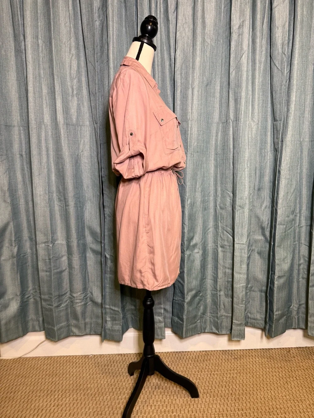 Michael Kors Dusty Rose Button-Front Mini Shirt Dress